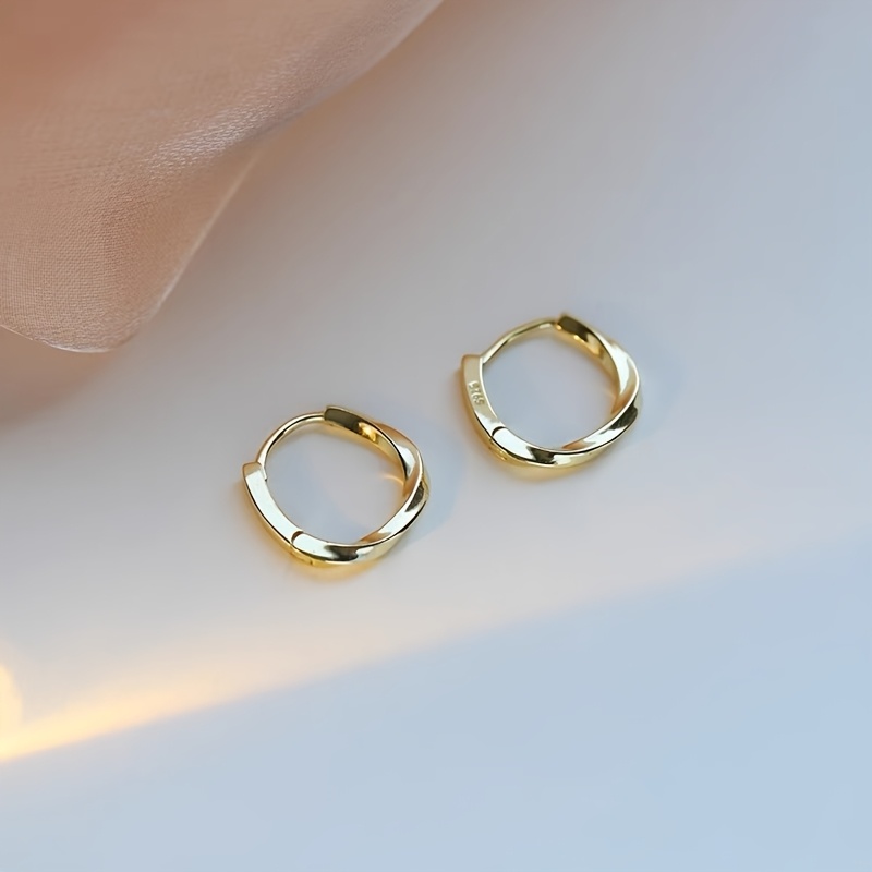 Sterling Silver Square Hoop Earrings & Rose Golden Earrings